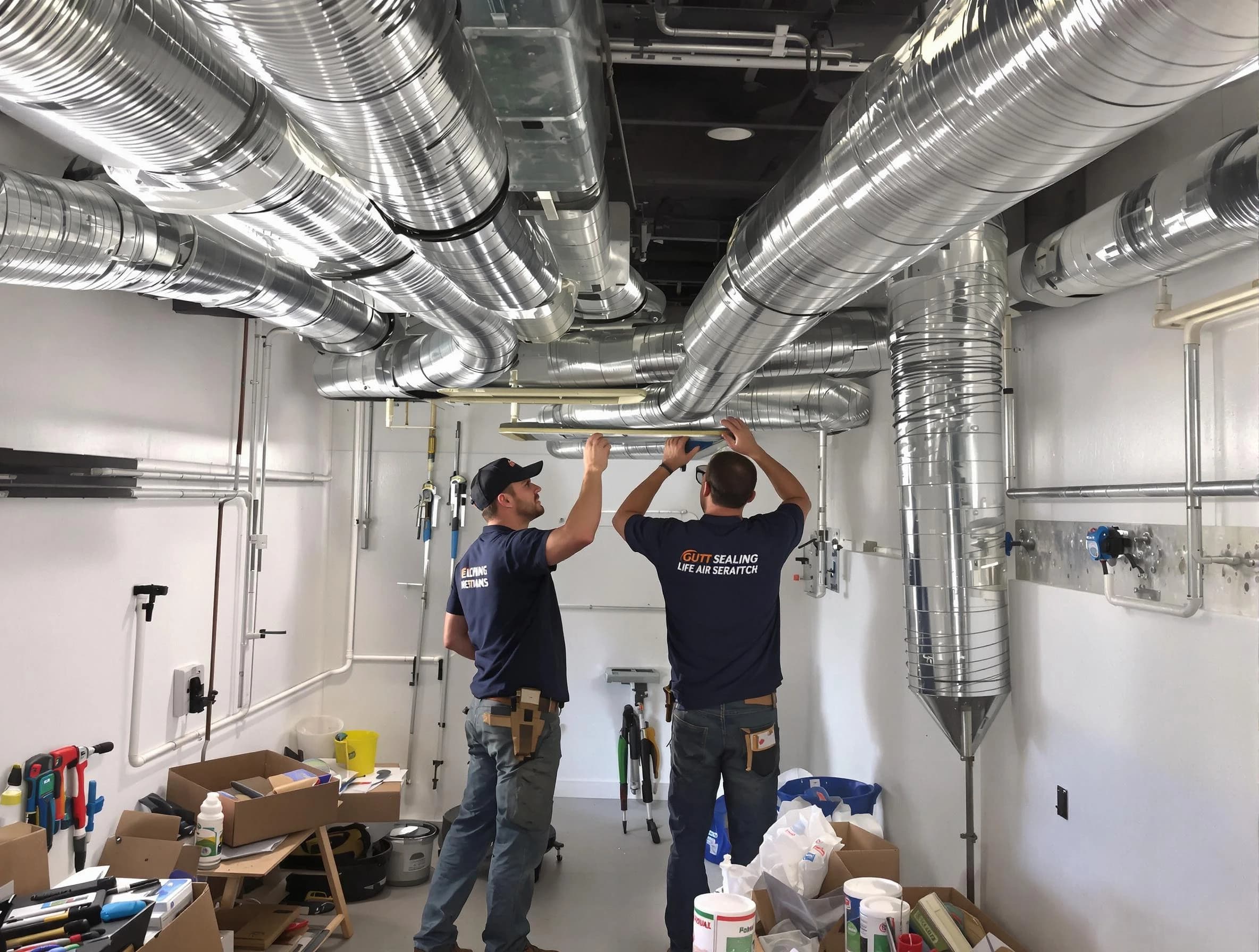 Brookline Air Duct Cleaning technician applying professional duct sealing solutions in Brookline
