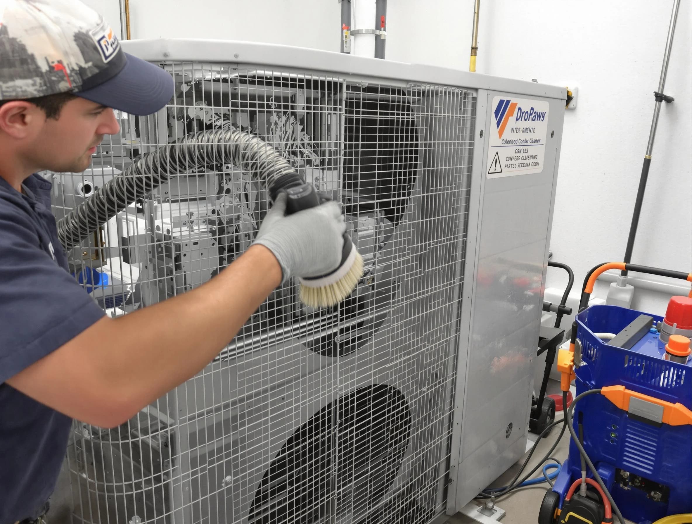 Brookline Air Duct Cleaning specialist performing precision AC coil cleaning for improved system performance in Brookline