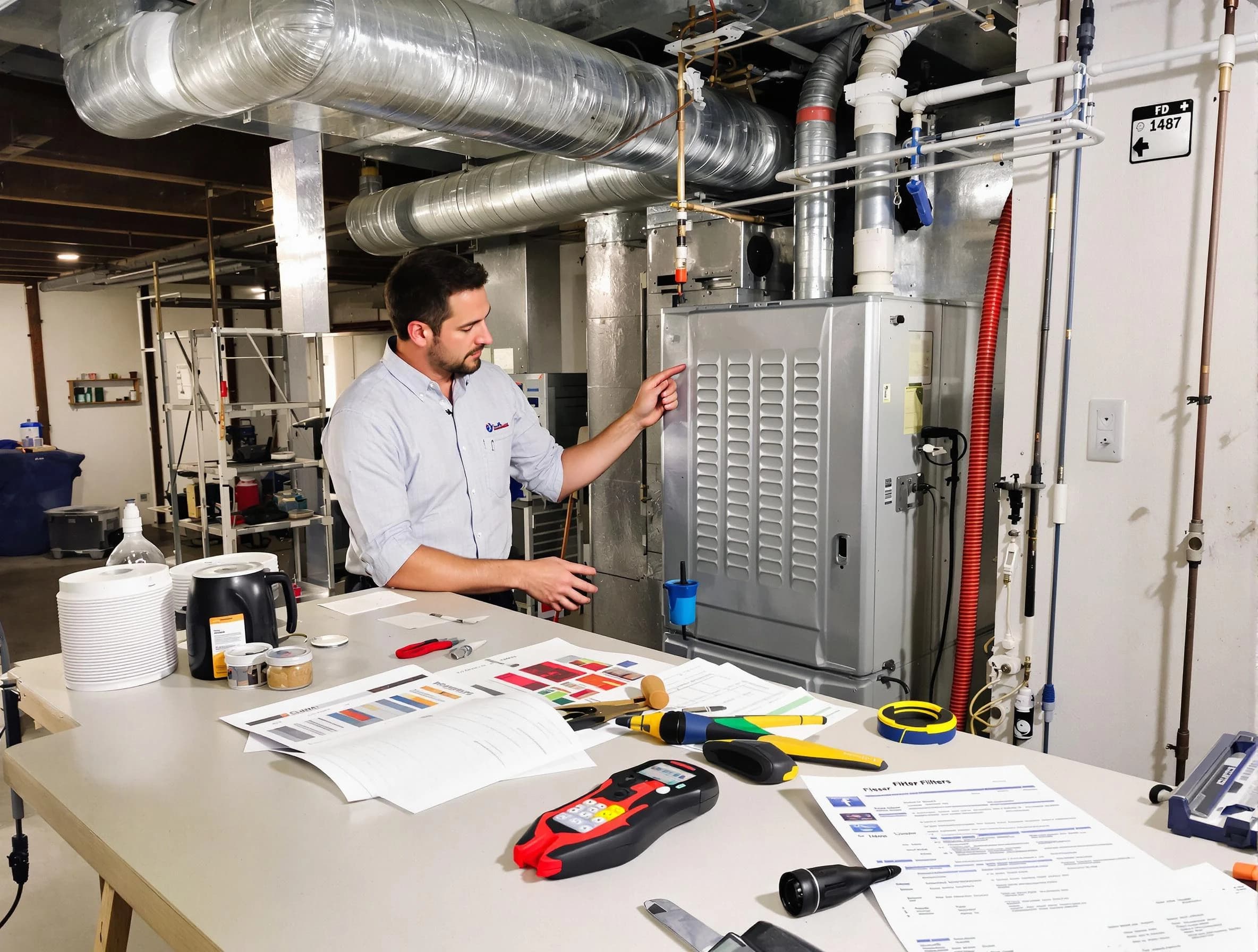 Brookline Air Duct Cleaning inspector conducting detailed filter system evaluation using professional diagnostic tools in Brookline