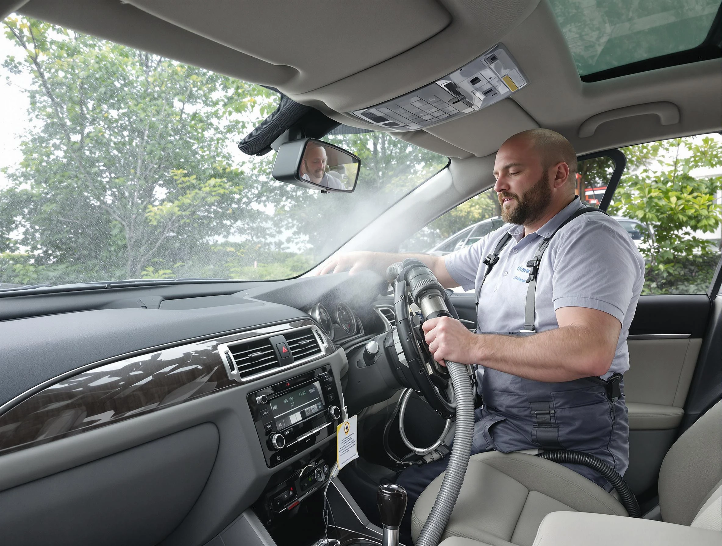 Brookline Air Duct Cleaning specialist performing professional car duct cleaning in Brookline