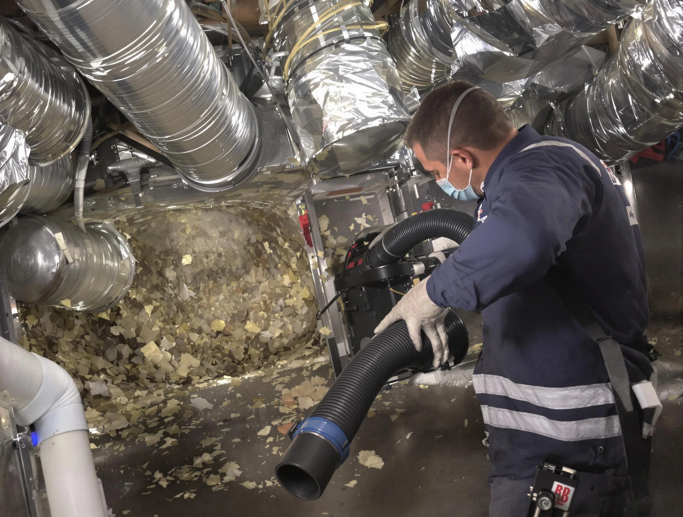 Brookline Air Duct Cleaning specialist operating negative pressure cleaning equipment for thorough duct maintenance in Brookline